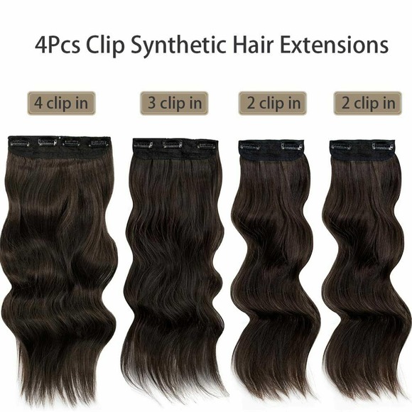 Long Wavy Clip in Hair Extensions for Women 4PCS 20\